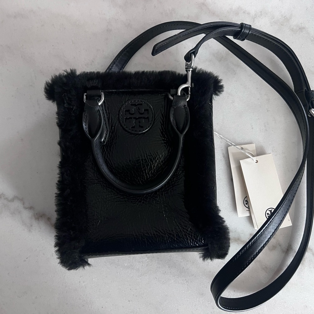 Tory Burch Blake Patent Shearling mini.